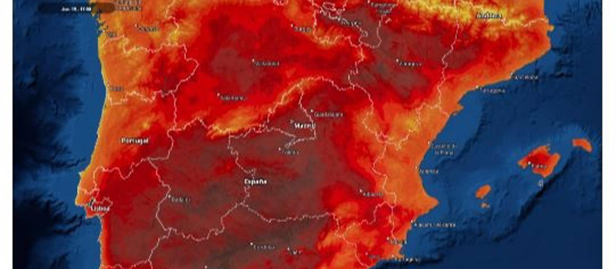 Mapa de temperaturas previsto para esta semana