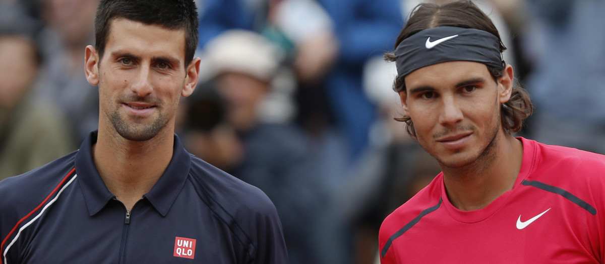 Novak Djokovic y Rafael Nadal antes de la final de Roland Garros en 2012