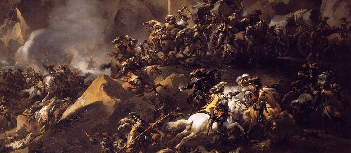 Viajeros atacados por una turba de bandidos de Nicolaes Pieterszoon Berchem (hacia 1670)