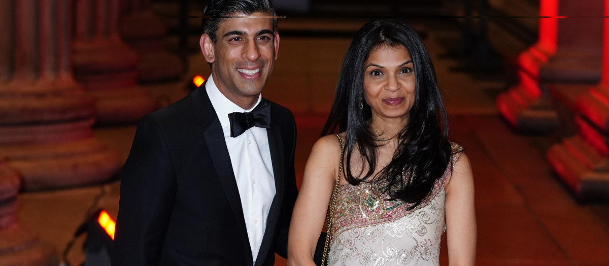 Chancellor of the Exchequer Rishi Sunak alongside his wife Akshata Murthy attending a reception to celebrate The British Asian Trust in London.