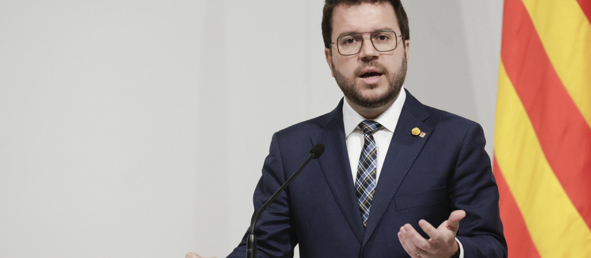 Pere Aragonès este martes durante una comparecencia