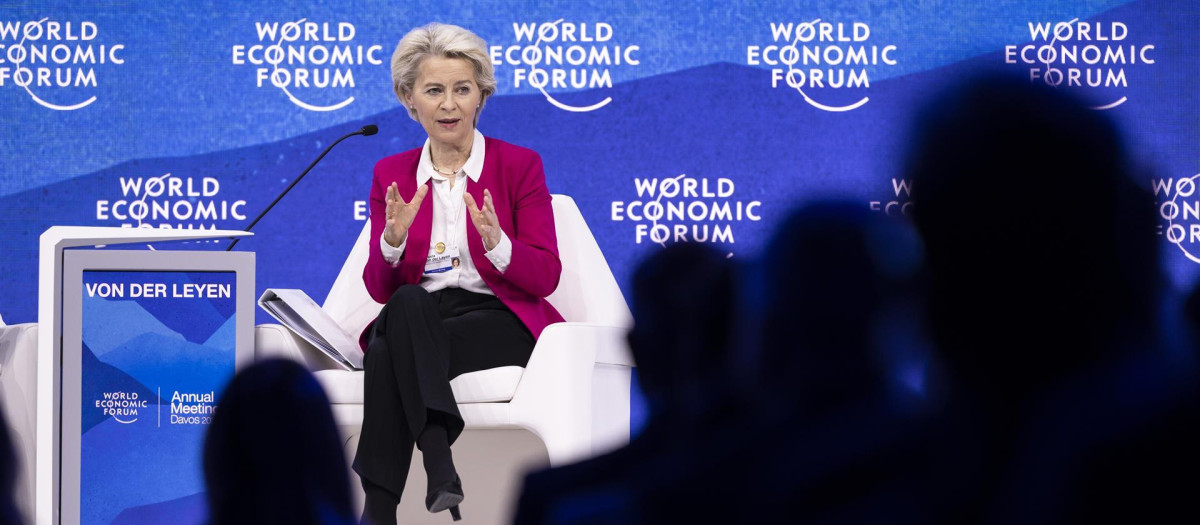 La presidenta del Banco Central Europeo, Úrsula Von der Leyen, en davos (Suiza).