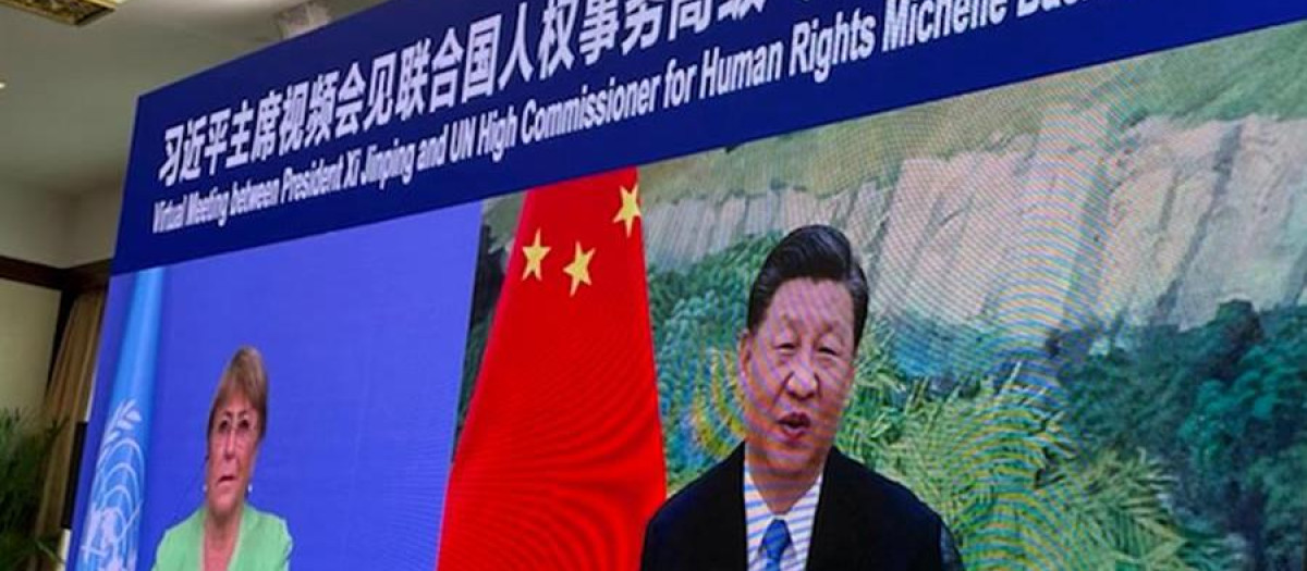 Xi Jinping y Michelle Bachelet en video conferencia