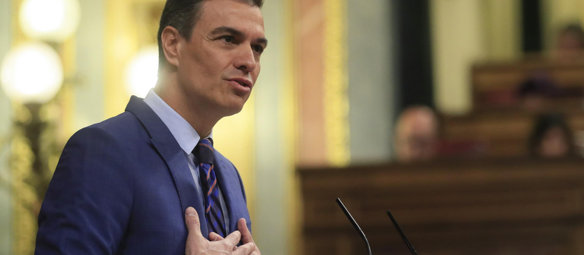 Pedro Sánchez durante su intervención en el Congreso