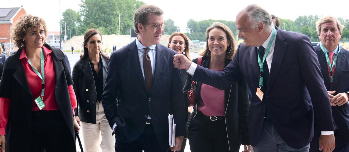 Feijóo y Pons a la llegada al congreso junto a Montserrat y Gamarra