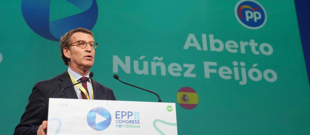 Alberto Núñez Feijóo durante su intervención en Róterdam