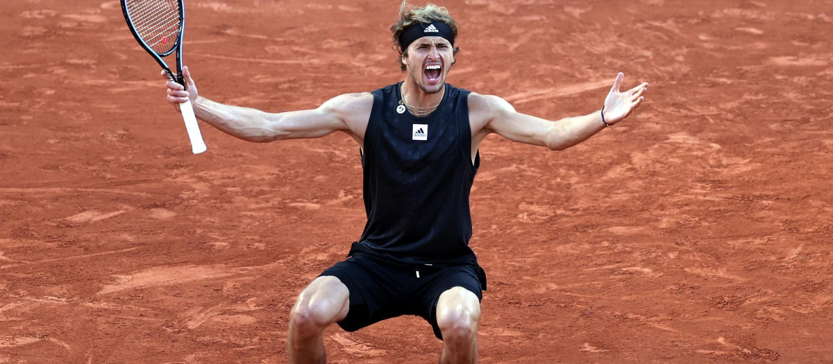 Alexander Zverev, en el partido ante Alcaraz en Roland Garros
