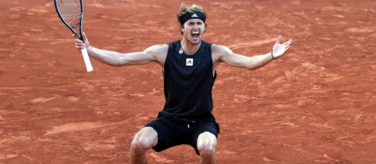 Alexander Zverev, en el partido ante Alcaraz en Roland Garros