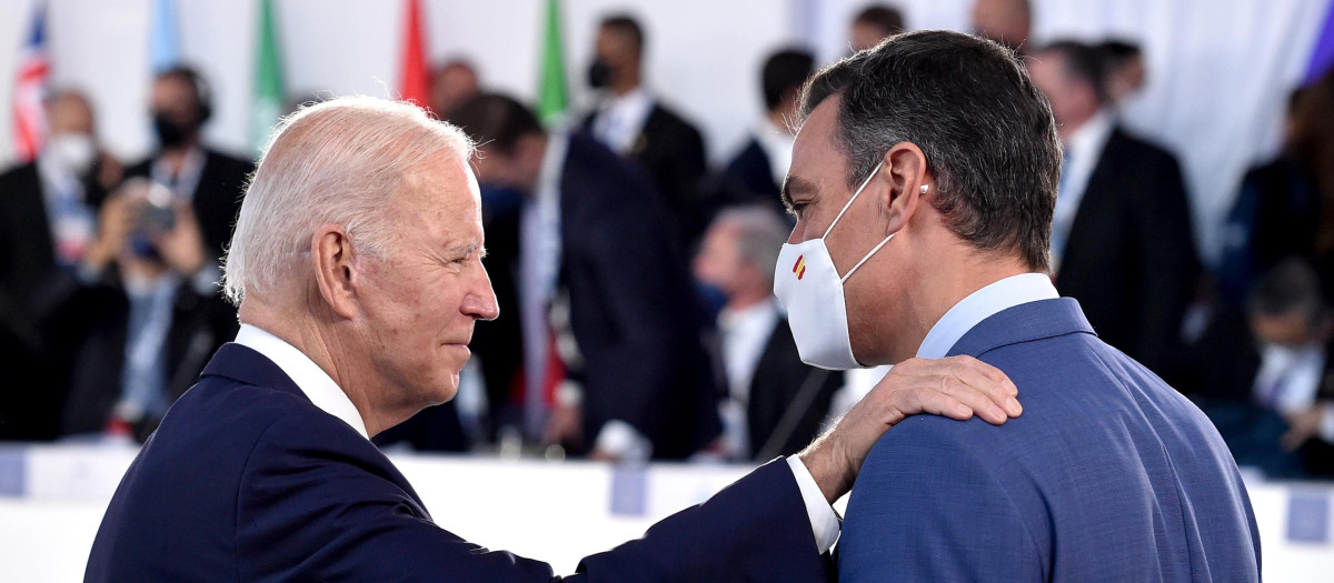 El presidente de los Estados Unidos, Joe Biden, y el presidente Pedro Sánchez