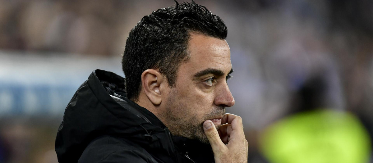Xavi Hernández durante un partido de Liga