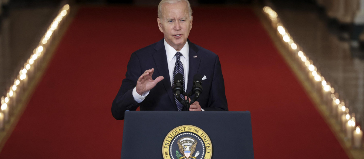 Joe Biden presidente de Estados Unidos durante un discurso sobre el control de armas