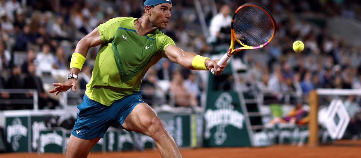 Rafa Nadal, durante el partido de semifinales de Roland Garros