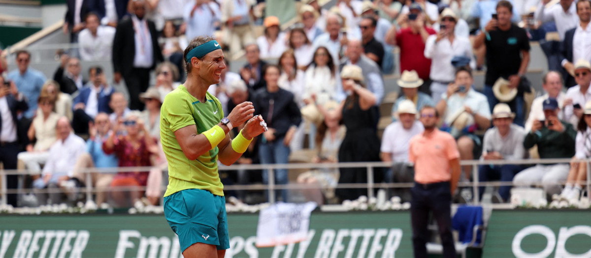Rafa Nadal, justo en el momento en el que ha ganado Roland Garros