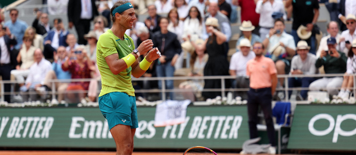 Rafa Nadal, justo en el momento en el que ha ganado Roland Garros