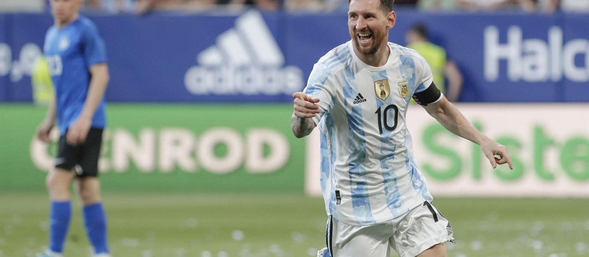Messi, en el Argentina - Estonia jugado en Pamplona.
