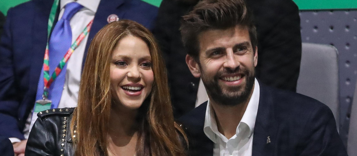Singer Shakira and soccerplayer Gerard Pique during 2019 Davis Cup Final at La Caja Magica on November 24, 2019 in Madrid, Spain.