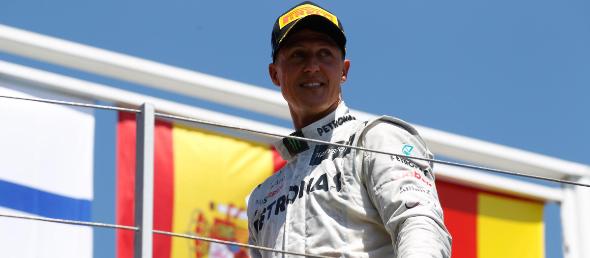 Michael Schumacher en el podio del GP de Europa 2012