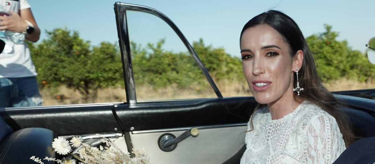 Ana Galocha, a su llegada a su boda con Davide Ancelotti en la localidad sevillana de Mairena de Alcor