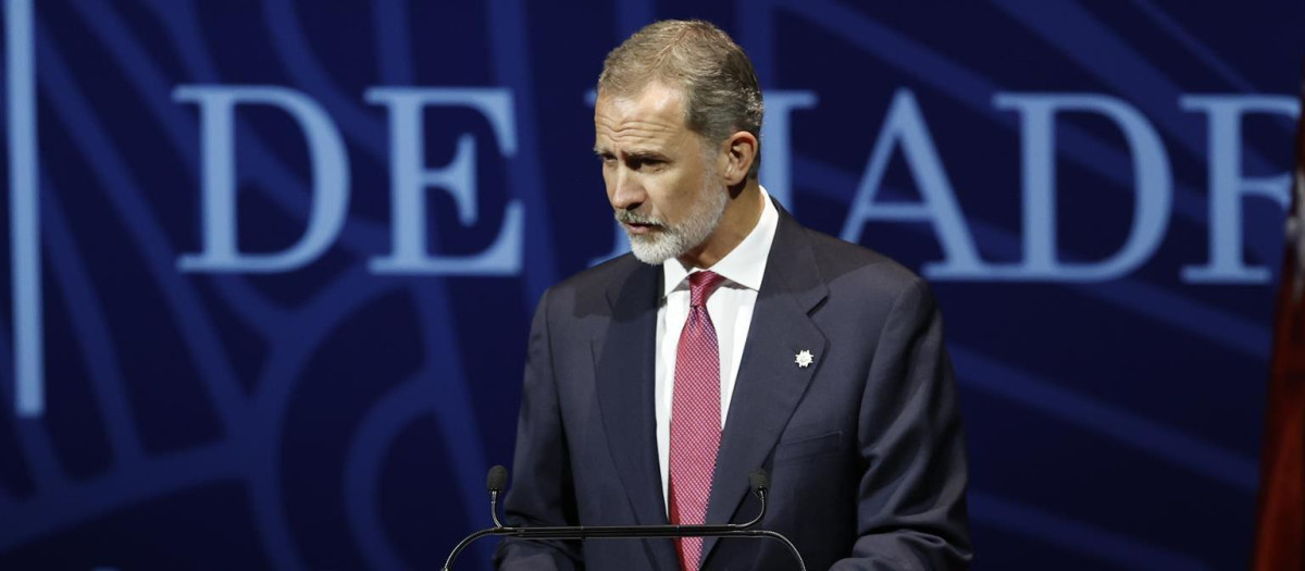 El Rey Felipe VI, este lunes en el Teatro Real de Madrid, en la jura de los nuevos letrados del Ilustre Colegio de Abogados de Madrid