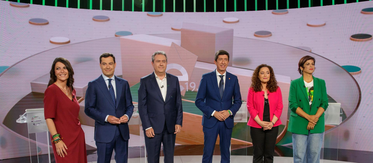 Los candidatos antes del segundo debate de la campaña andaluza