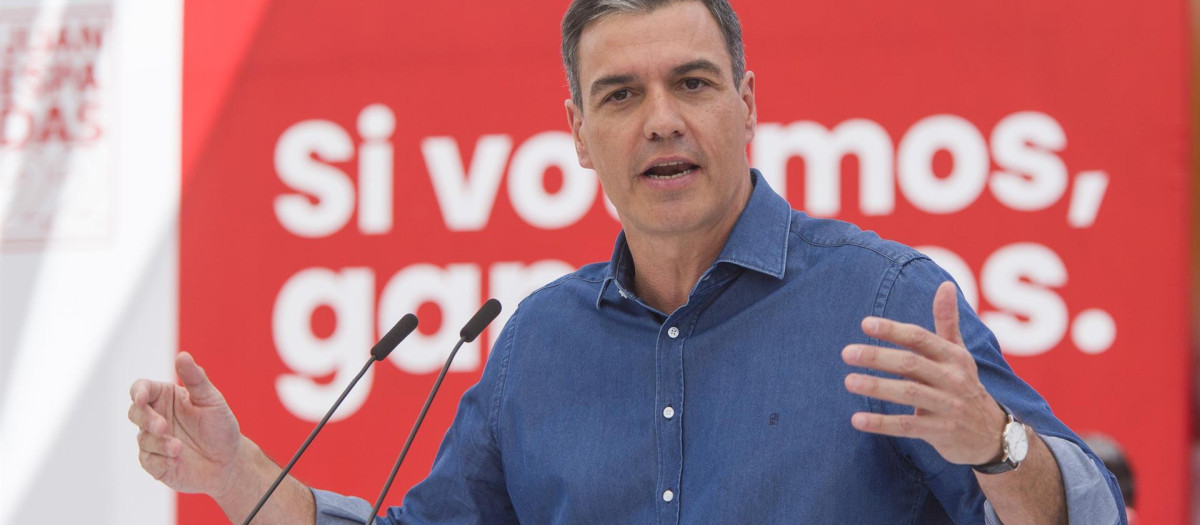Pedro Sánchez, durante un mitin en Andalucía