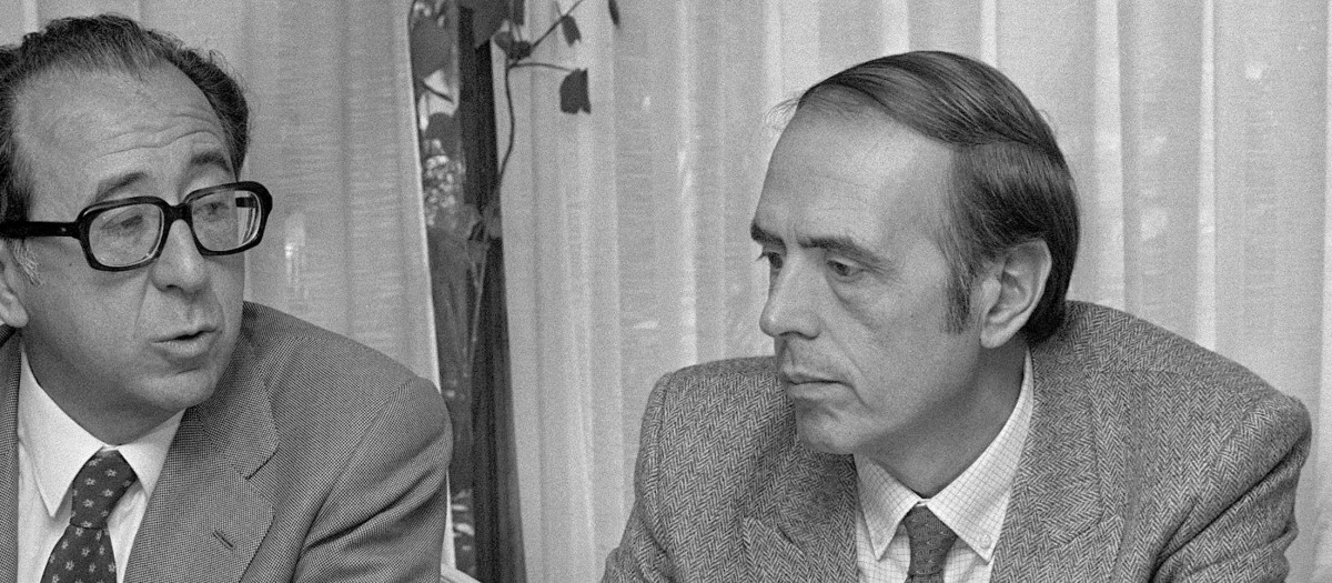 Carlos Ruiz Soto junto a José Luis Álvarez en un acto de Alianza Popular para las elecciones de 1982