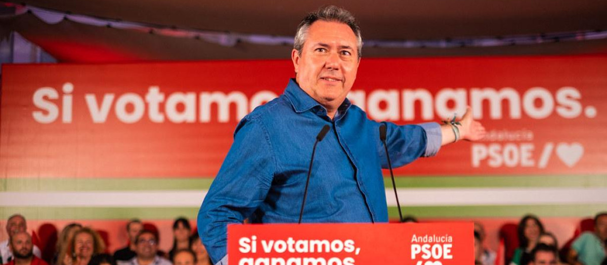 Juan Espadas con su eslogan: "Si votamos, ganamos"