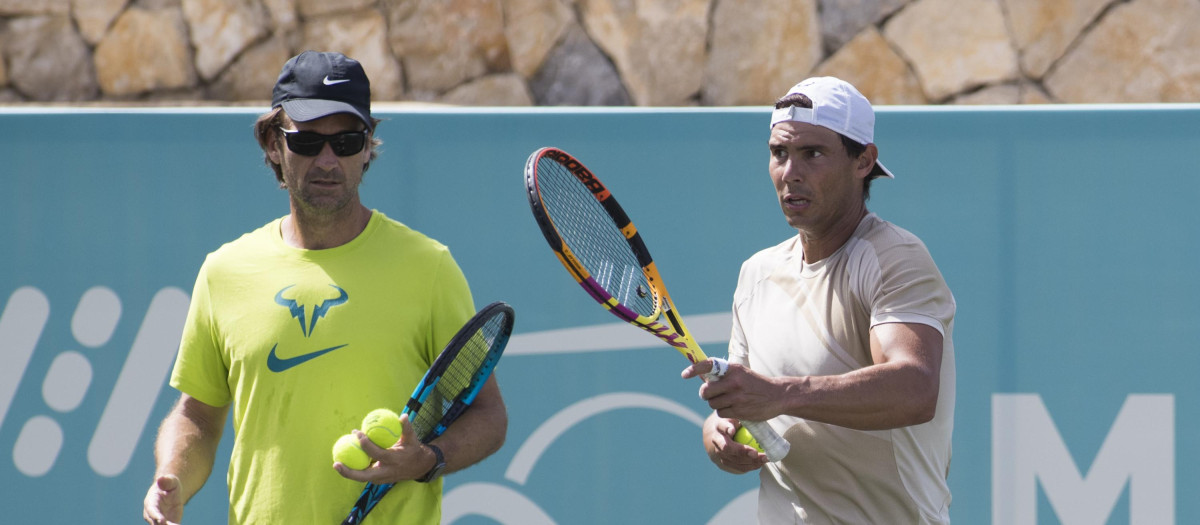 Rafa Nadal entrena junto a Carlos Moya en Mallorca