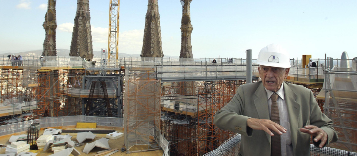 Jordi Bonet Armengol en las obras de la Sagrada Familia en 2011
