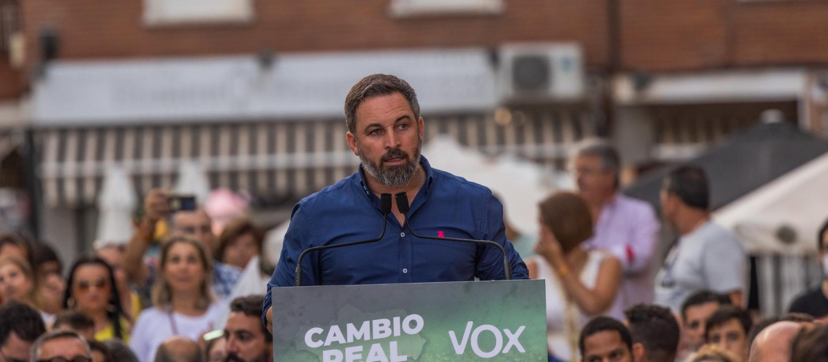 Santiago Abascal, durante el acto de cierre de campaña electoral andaluza el pasado viernes en Sevilla