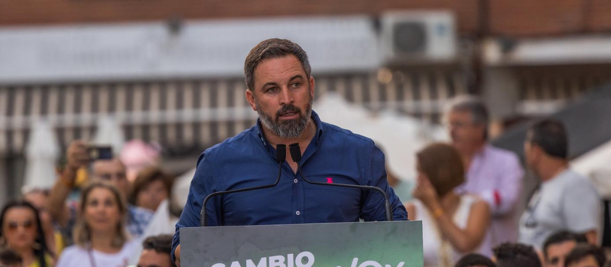 Santiago Abascal, durante el acto de cierre de campaña electoral andaluza el pasado viernes en Sevilla