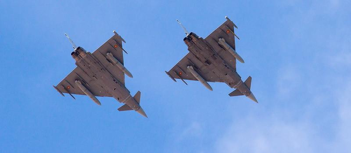 Dos Eurofighter españoles, en pleno vuelo