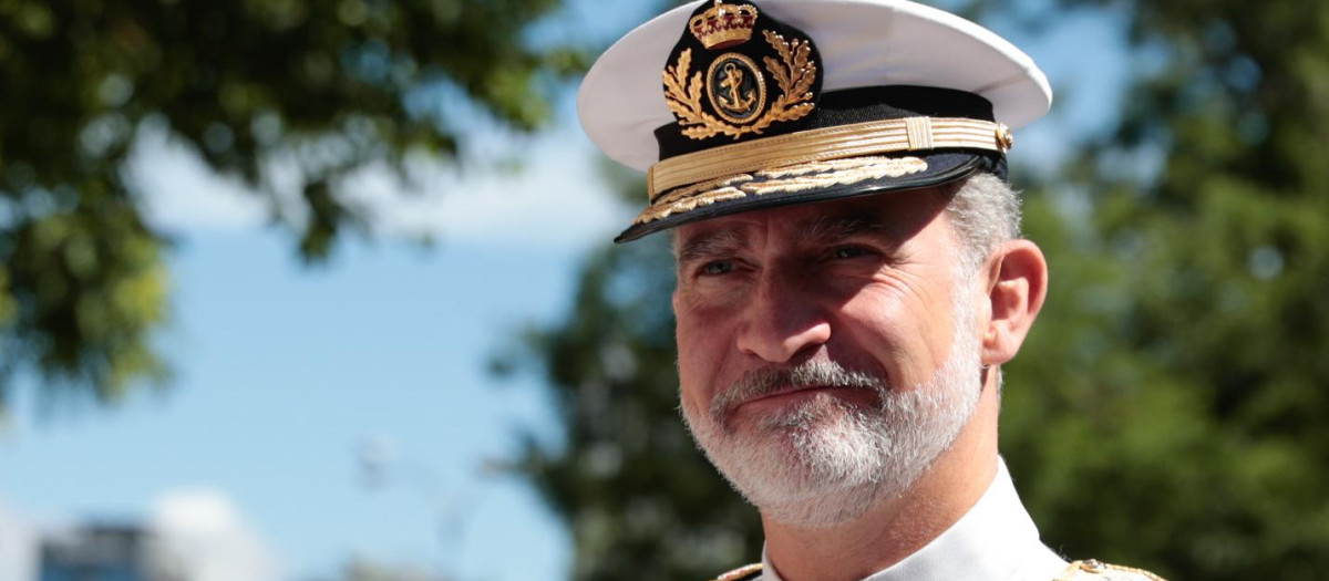 Spanish King Felipe VI during closing ceremony of Curso de Estado Mayor de la Escuela Superior de Fuerzas las Armadas in Madrid on Wednesday, 22 June 2022.