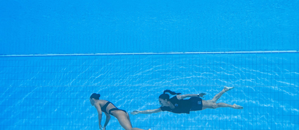 Anita Álvarez en el fondo del agua
