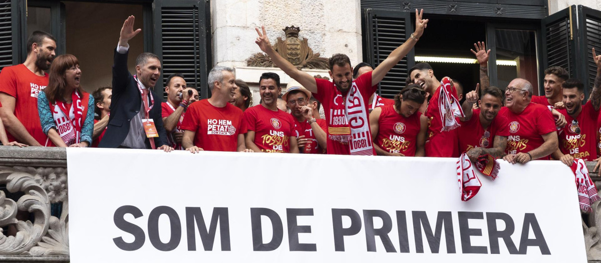 La celebración del ascenso en Gerona