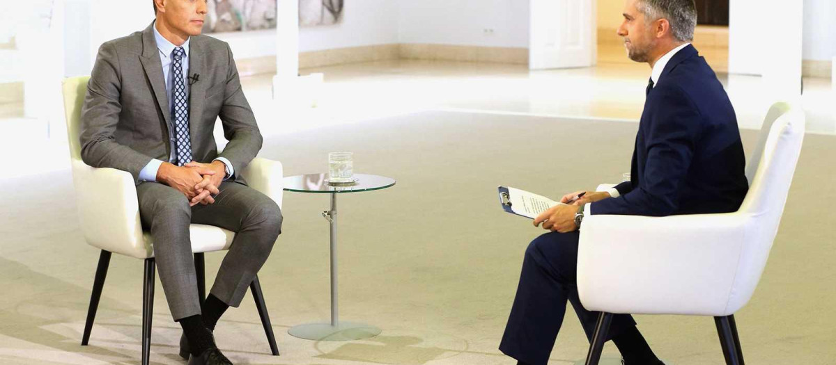 Pedro Sánchez entrevistado por Carlos Franganillo en La 1