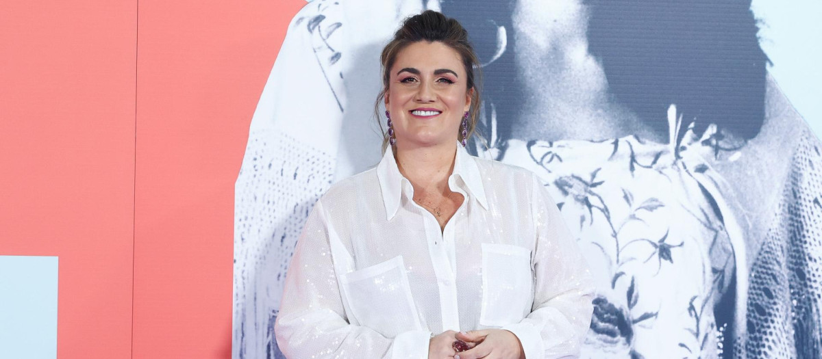 La periodista Carlota Corredera, en el photocall del evento de Rocio Jurado en Madrid el martes 8 de marzo de 2022.