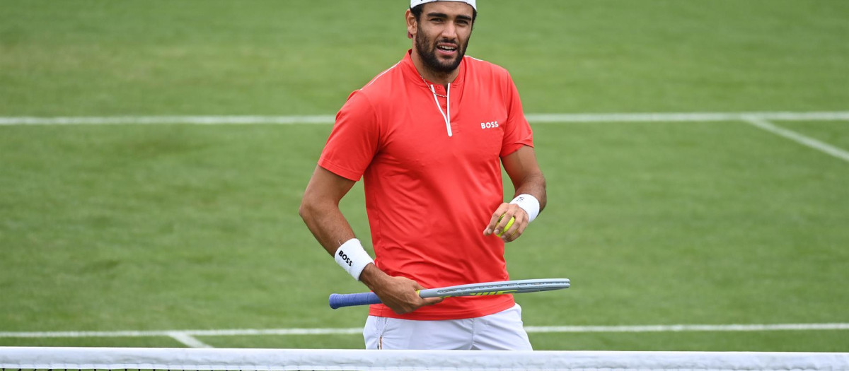 Matteo Berrettini, en un entrenamiento en Wimbledon