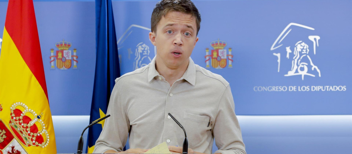 Iñigo Errejón, en rueda de prensa en el Congreso