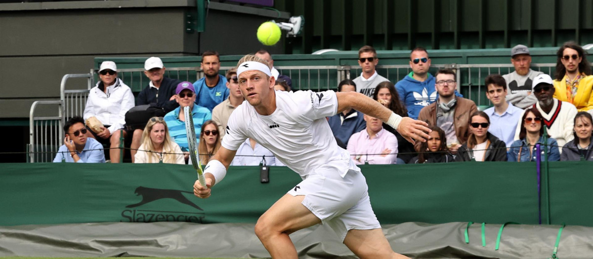 Alejandro Davidovich, en el encuentro de segunda ronda en Wimbledon