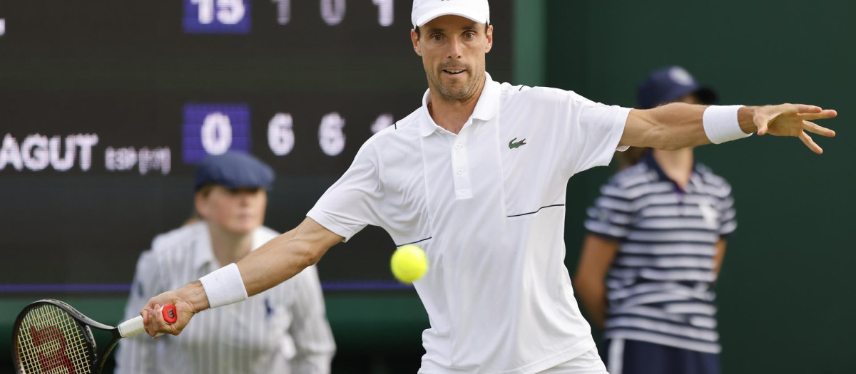 Roberto Bautista, en su primer partido en Wimbledon