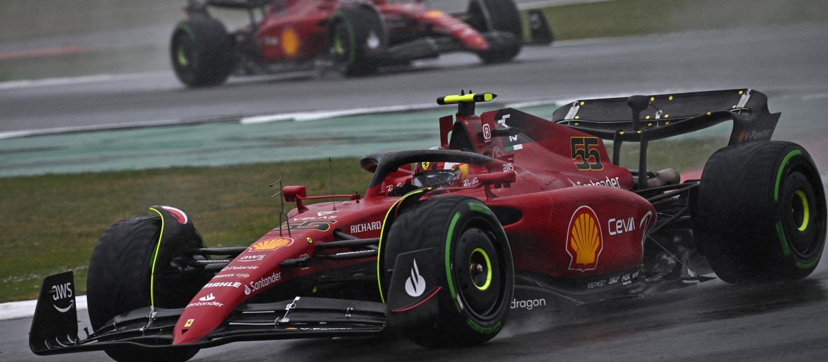 El Ferrari de Carlos Sainz, durante la clasificación en Silverstone