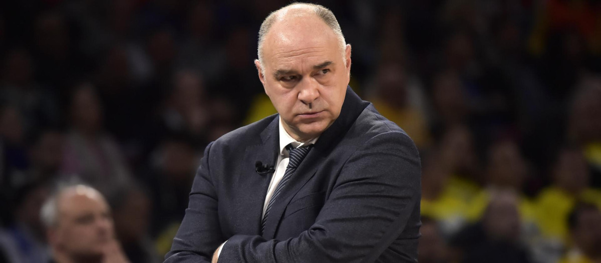 Pablo Laso, durante un partido de Euroliga, en su etapa de entrenador blanco