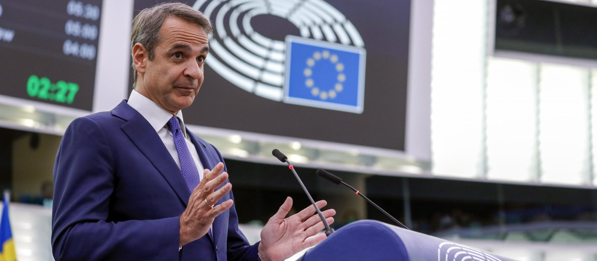El primer ministro griego Kyriakos Mitsotakis ante el Parlamento Europeo
