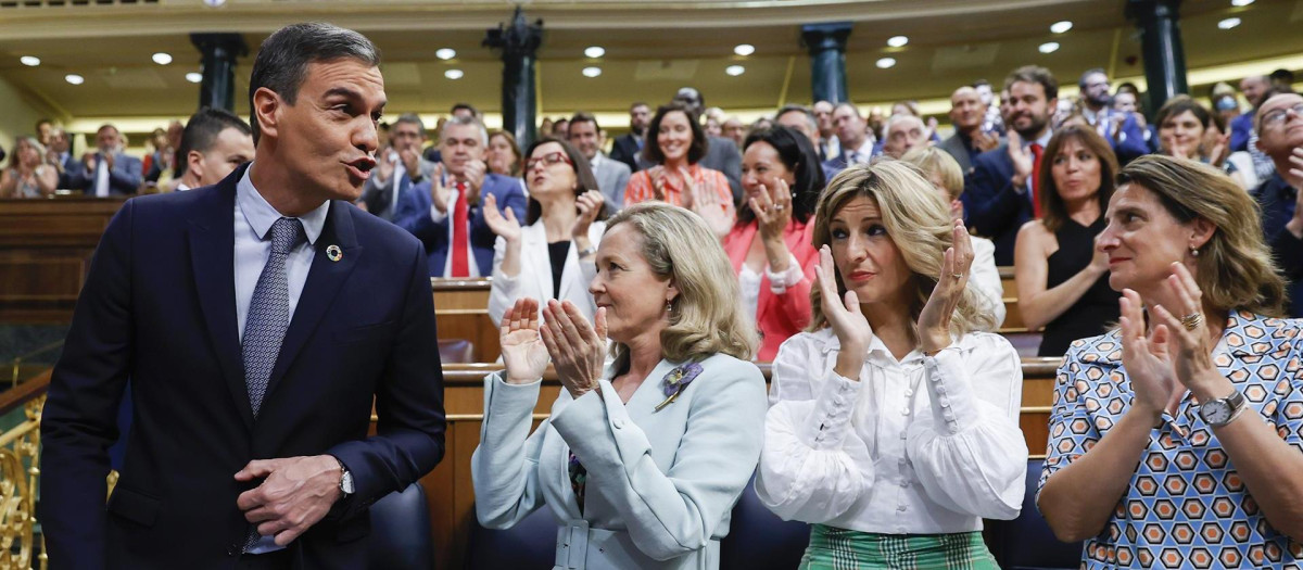 Pedro Sánchez en el Congreso de los Diputados durante el debate del estado de la nación