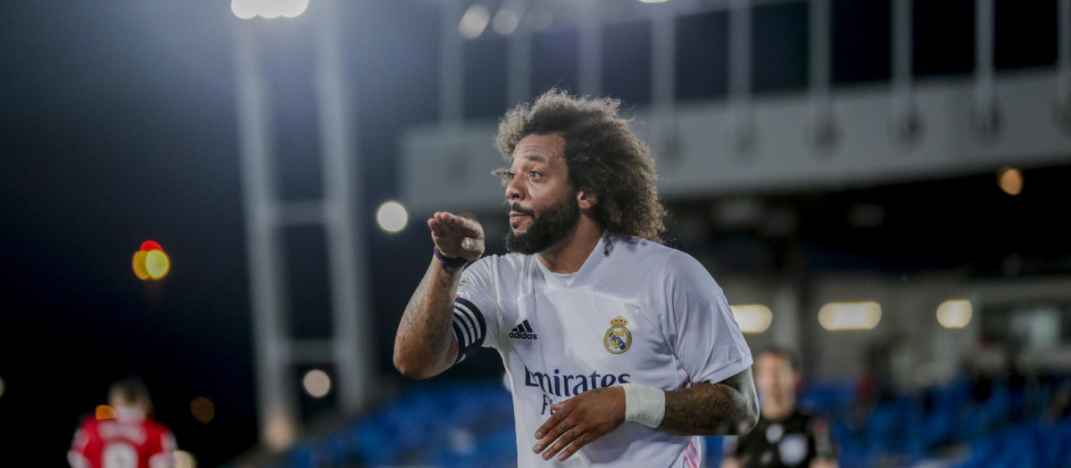 Marcelo, en un partido en su etapa como jugador del Real Madrid