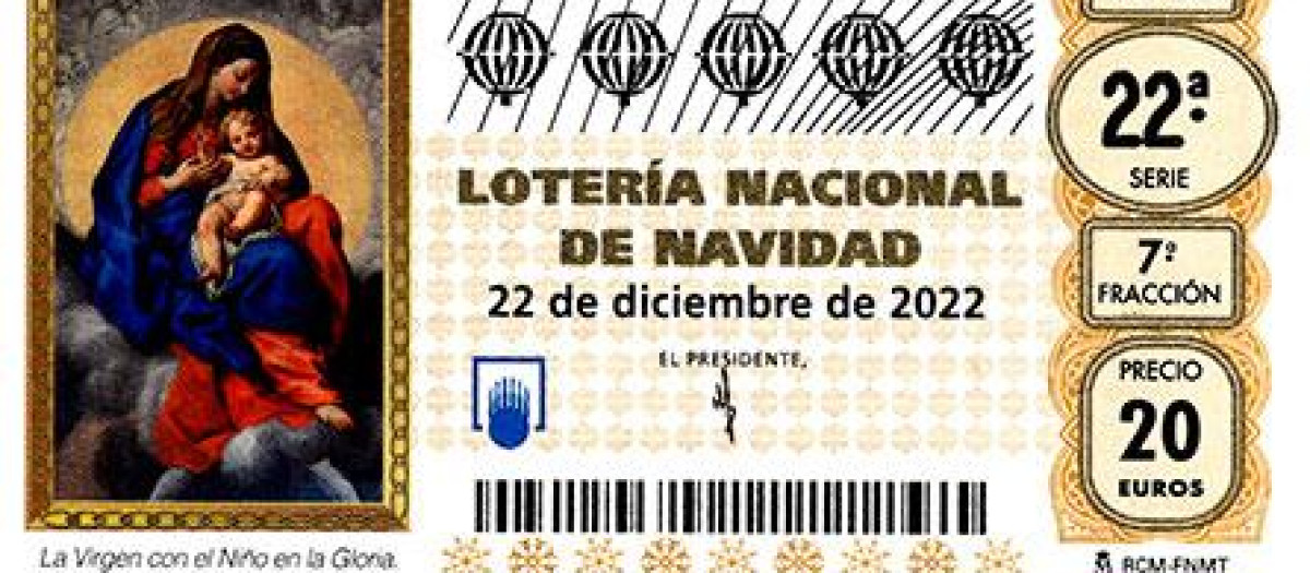 Imagen del décimo de la Lotería de Navidad 2022