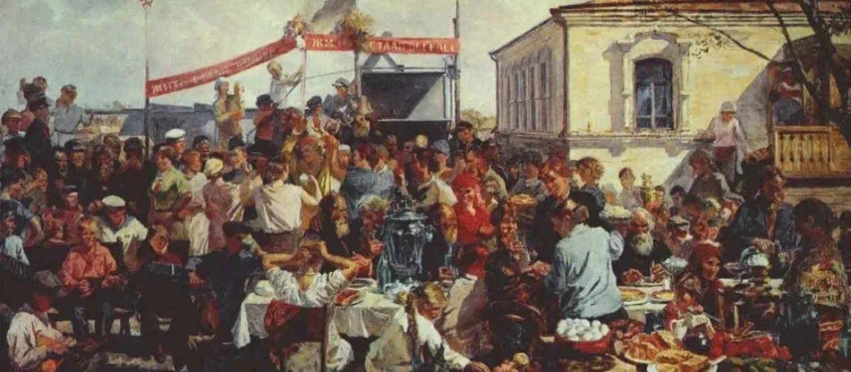Fiesta en el Kolkhoz por Arkady Plastov (1937)