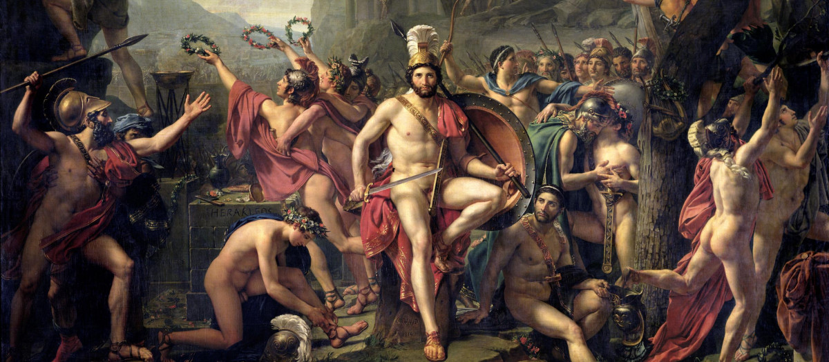 Leónidas en las Termópilas, por Jacques-Louis David, 1814