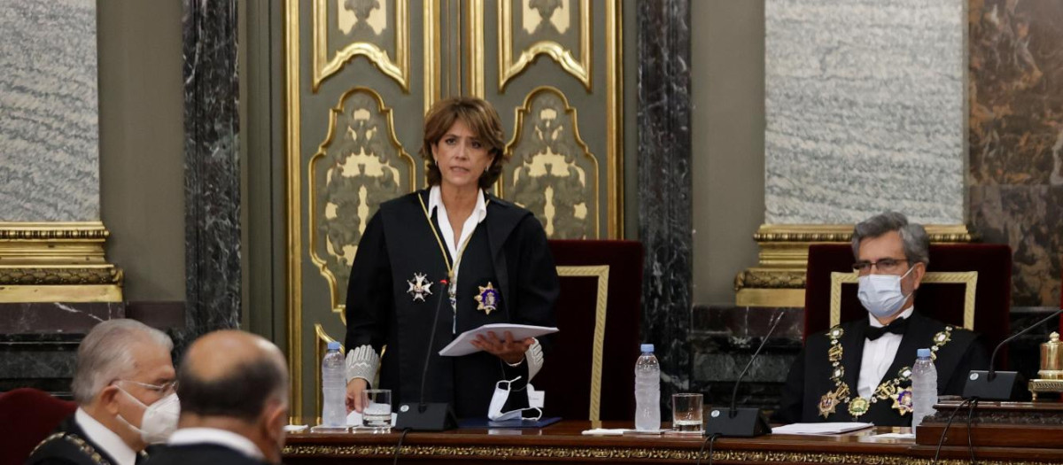 Dolores Delgado durante la apertura del curso judicial 2021